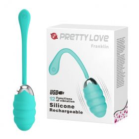 BI-014656 Franklin Вибромассажер-яичко PrettyLove морск.волна