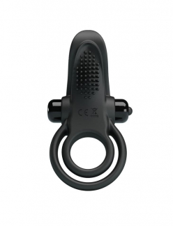 BI-210203 Эрекционное мощное виброкольцо с двойным подхватом PrettyLove Vibrant Penis Ring