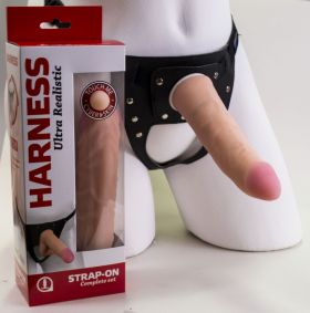 731103 Пояс Harness с бандажом, комфортный классический с фаллоимитатором из киберкожи (полный компл