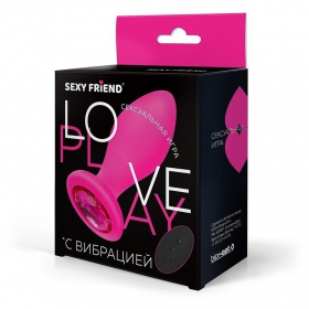 SF-70390-14 ВТУЛКА С ВИБРАЦИЕЙ фуксия, цвет кристалла рубин, 10 режимов вибрации, L 85 мм D 32 мм, д