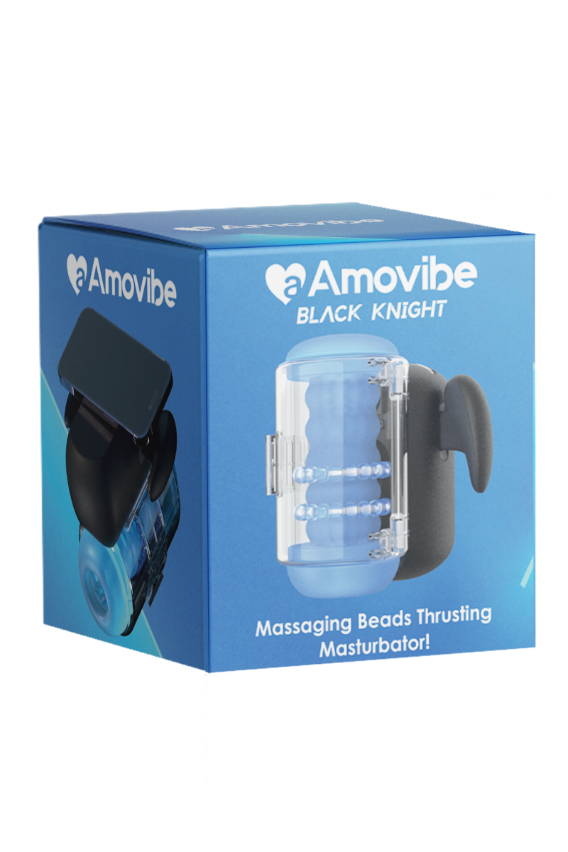 AM-V02003 Инновационный робот-мастурбатор Black Knight с массажем бусинами