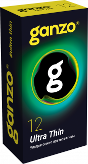 0701-006 ПРЕЗЕРВАТИВЫ GANZO ULTRA THIN №12 BLACK EDITION (ультратонкие), 12 шт. в упак.