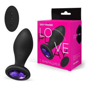 SF-70503-04 ВТУЛКА С ВИБРАЦИЕЙ чёрный, цвет кристалла фиолетовый, 10 режимов вибрации, L 85 мм D 32